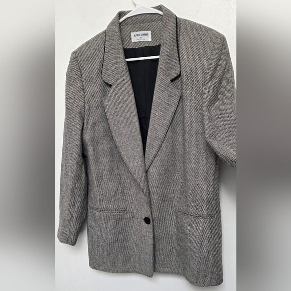 Alfred Dunner Women's Wool Classic Heathered Gray 2 Button Sz 8 Blazer Jacket - Picture 6 of 15